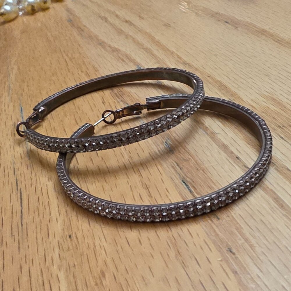 Etsy Silver Toned Oversized Rhinestone Hoops - Picture 16 of 16